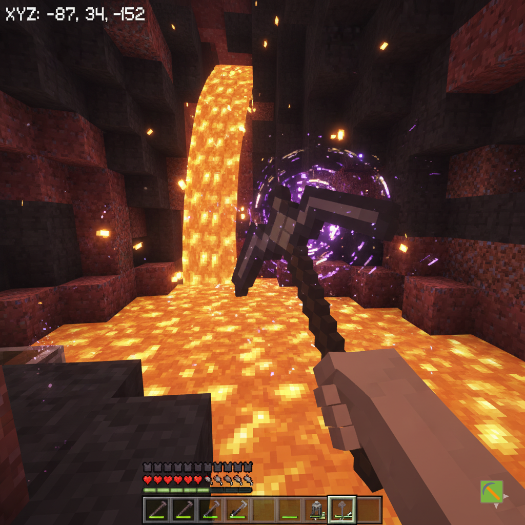 Netheritowy kilof odporny na lawę